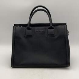Karl Lagerfeld Womens Black Leather Inner Pocket Double Handle Tote Bag Purse