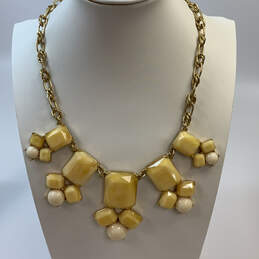 Designer Kate Spade Gold-Tone Link Chain Yellow Stone Statement Necklace