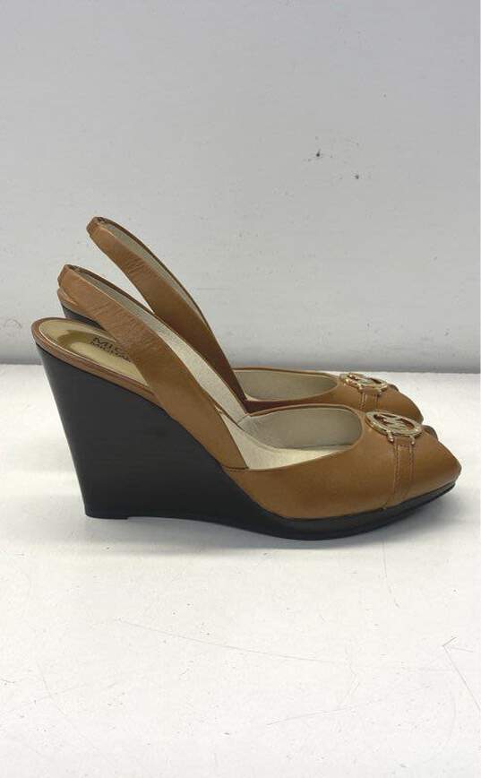 Michael Kors Brown Wedges Heel Women Size 7.5 image number 1