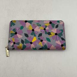 Kate Spade Womens Spencer Purple Floral Glitter Continental Zip-Around Wallet