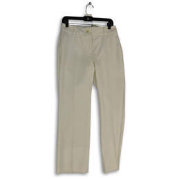 Womens White Flat Front Straight Leg Slash Pocket Dress Pants Size 6P