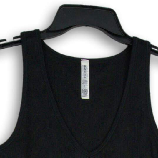 Athleta Womens Black Ribbed V-Neck Sleeveless Pullover Tank Top Size Large image number 3