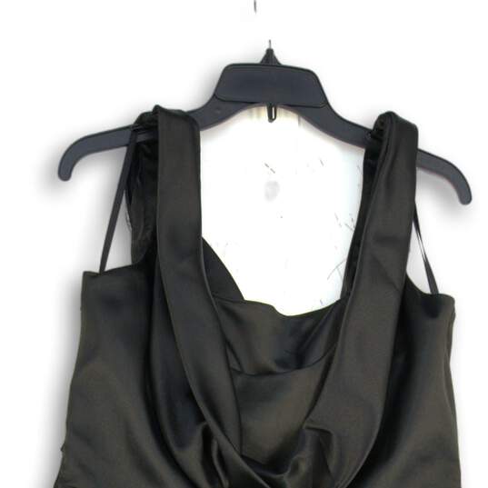 Womens Black Satin Ruffle Sleeveless Knee Length Bodycon Dress Size 14 image number 4