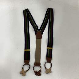 Mens Blue Green Brown And Red Striped Stretch Adjustable Suspender alternative image