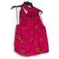 NWT Womens Magenta Floral Pleated Tie Halter Neck Sleeveless Blouse Top Size S image number 2