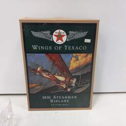 Vintage 1995 Ertl Wings of Texaco 1931 Stearman Biplane Die-Cast Coin Bank IOB