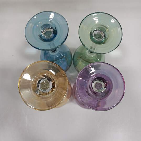 Multicolored Set of 4 Gold-Rimmed Goblets - IOB image number 5