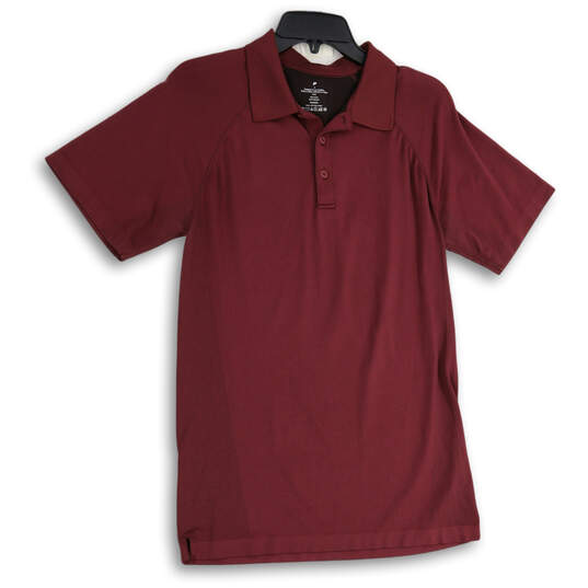 Mens Burgundy Short Sleeve Spread Collar Golf Polo Shirt Size Medium image number 3