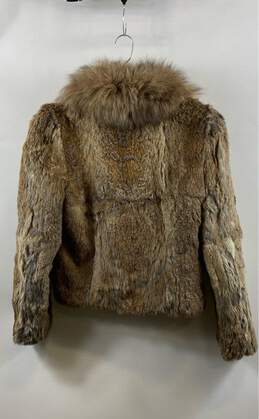Split End Ltd Womens Brown Long Sleeve Shawl Collar Fur Coat Size Small alternative image