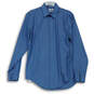 Mens Blue Long Sleeve Spread Collar Slim Fit Dress Shirt Size 16-34/35 image number 1