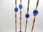 Vintage Gold Tone Cobalt Blue Glass Necklace 127.4g image number 4