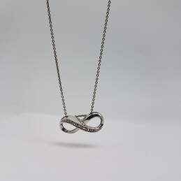 Sterling Silver Diamond Infinity Pendant 18 Inch Necklace 3.2g