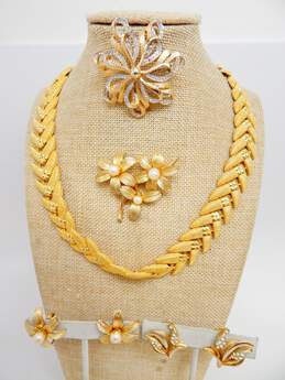 Vintage Designer & Gold Tone Faux Pearl & Icy Rhinestone Costume Jewelry