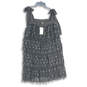 NWT Womens Black Square Neck Sleeveless Fringe Mini Dress Size Large image number 1