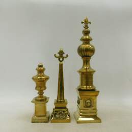 Lot of 3 Bombay India Brass Finial Ornate Table Top Statues