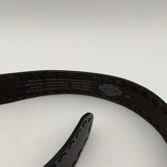Mens Brown Genuine Leather Interchangeable Buckle Adjustable Belt Size 36 image number 4