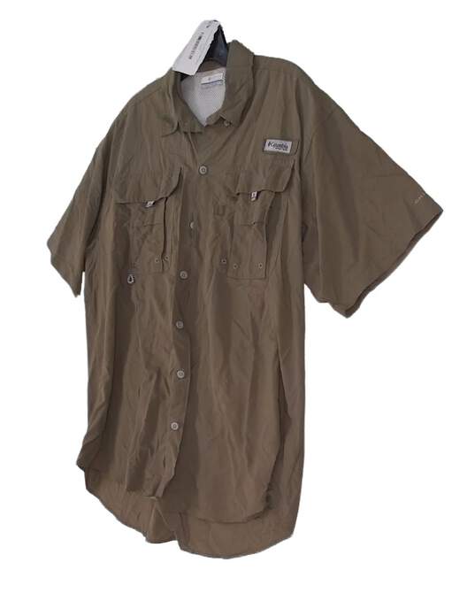 Mens Brown Short Sleeve Pockets Casual Button Down Shirt Size Medium image number 2