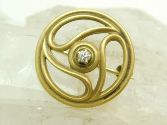 VNTG 14K Yellow Gold Diamond Accent Spiral Brooch 2.1g image number 7