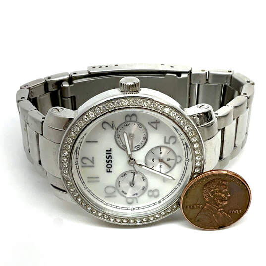 Designer Fossil ES-2967 Rhinestones Analog Round Dial Quartz Wristwatch image number 1