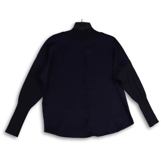 NWT Womens Blue Long Sleeve Mock Neck Pullover Blouse Top Size Medium image number 2
