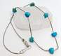 Artisan 925 Southwestern Turquoise Liquid Silver Station Necklace & Stamped Dome Graduated Beaded Circle Drop Post Earrings 19.6g image number 4