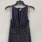 Womens Gray Embellished Ruched Sleeveless Halter Neck Maxi Dress Size 4 image number 4