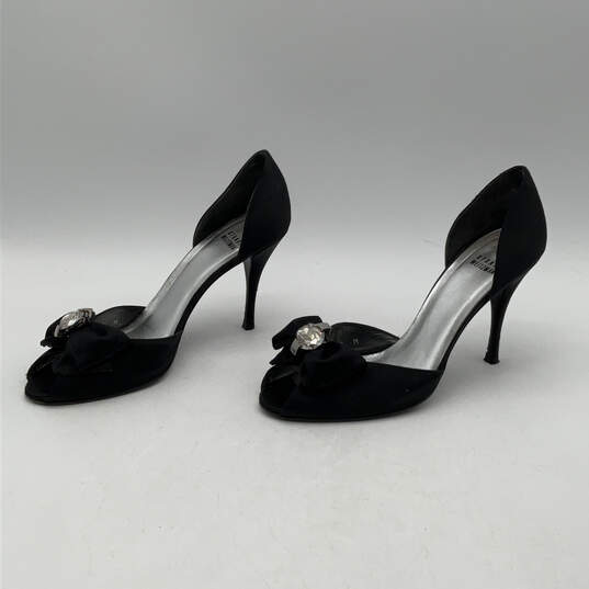 NIB Womens Black Peep Toe Slip-On Stiletto D'Orsay Heels Size 9 M image number 3