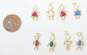 14K Yellow Gold Variety Faux Birthstone Colorful CZ Figural Pendants Charms 3.7g image number 6