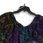 Womens Navy Blue Abstract Printed Bat Sleeve Cropped Blouse Top Size Large image number 4