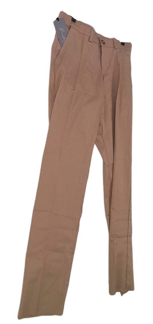 NWT Mens Khaki Flat Front Straight Leg Pockets Formal Dress Pants image number 3