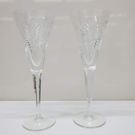 Waterford Set of 2 Crystal Millennium Universal Wish Toasting Champagne Flutes image number 2