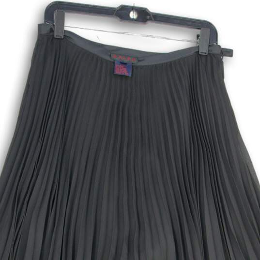 NWT Ralph Lauren Womens Black Side Zip Midi Pleated Skirt Size 8 image number 3