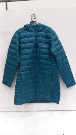 Columbia Women's Blue Long Hooded Puffer Jacket/Coat Size L