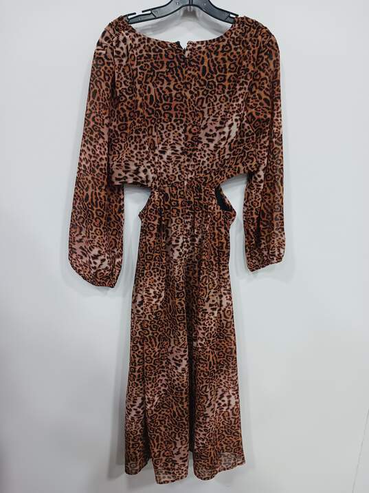 Women's Ranna Gill Leopard Print Cut Out Midi Dress Sz M NWT image number 2