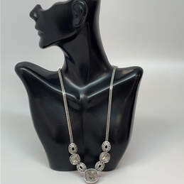Designer Brighton Silver-Tone Crystal Cut Stone Statement Necklace