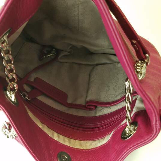 Buy the Michael Kors Fuschia Leather Shoulder Tote Bag