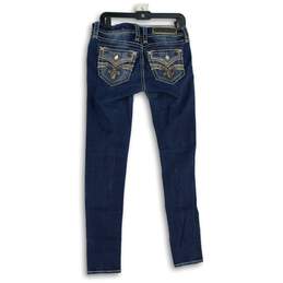 Womens Blue Embroidered Denim Medium Wash 5-Pocket Design Straight Jeans Size 28 alternative image