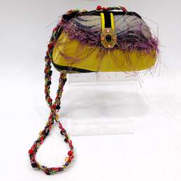 Mary Frances Handbag Crossbody Bag Purse Beaded Feather Accents