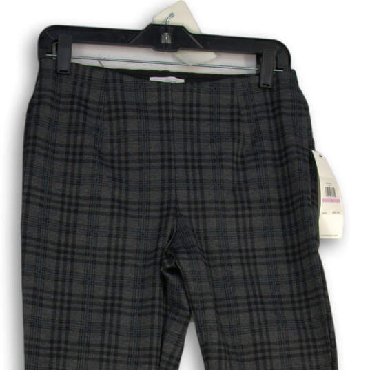 NWT Womens Gray Plaid Flat Front Skinny Leg Pull-On Ankle Pants Size 6 image number 3