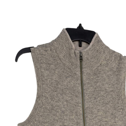 Womens Gray Knitted Mock Neck Sleeveless Full-Zip Vest Size S/P image number 3