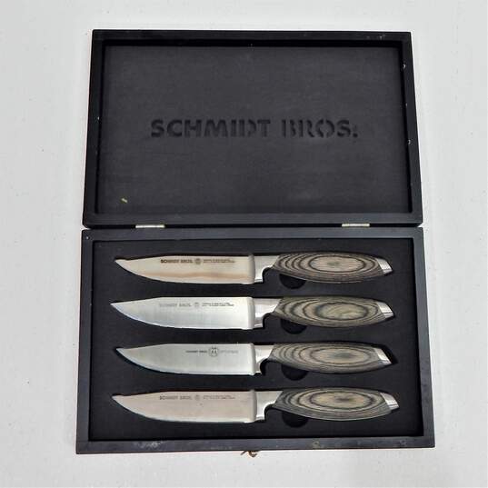 Schmidt Brothers - Zebra Wood 4-Piece Jumbo Steak Knife Set, High-Carbon German image number 1