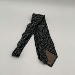 Mens Black Gray Striped Silk Four In Hand Adjustable Pointed Necktie alternative image