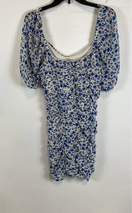 NWT All In Favor Womens Blue Short Sleeve Floral Ruched Bodycon Dress Size Large alternative image