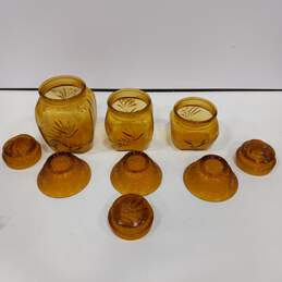 9 Piece Bundle of Assorted Amber Glass Dishes alternative image