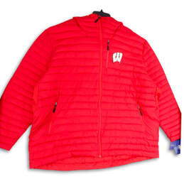 Mens Red Wisconsin Badgers Long Sleeve Hooded Full-Zip Jacket Size 6XL