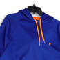 Womens Blue Orange Long Sleeve Drawstring Zipper Pocket Pullover Hoodie Size XXL image number 3