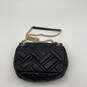 Womens Black Leather Quilted Pockets Chain Strap Turn Lock Crossbody Bag image number 2