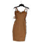 Womens Tan Sleeveless Sweetheart Neck Lace-Up Side Bodycon Dress Size Small image number 4