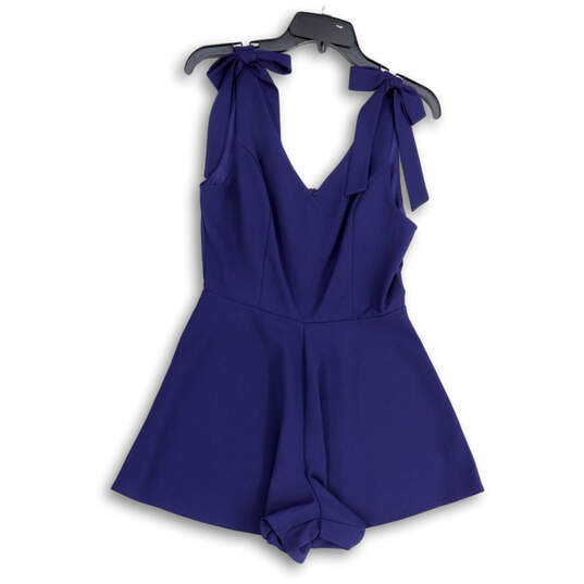 Womens Blue Sleeveless V-Neck Back Zip Short Mini Dress Size Medium image number 1