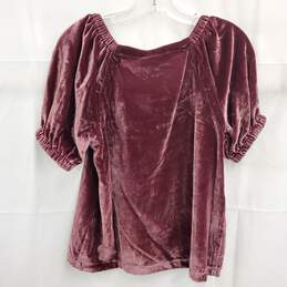 The Loft Women's Burgundy Cap Sleeve Velvet Top Size XS NWT alternative image